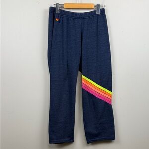 Aviator Nation croppec straight leg Joggers with Rainbow Stripe large